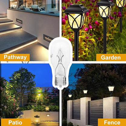 12-Pack Landscape Light Bulbs 4 Watt,12 Volt Low Voltage T5 Light Bulbs for Malibu Appliance Garden Outdoor Lamps Landscape Lights Replacement Parts -2800K Warm White,CRI 85 (Clear)
