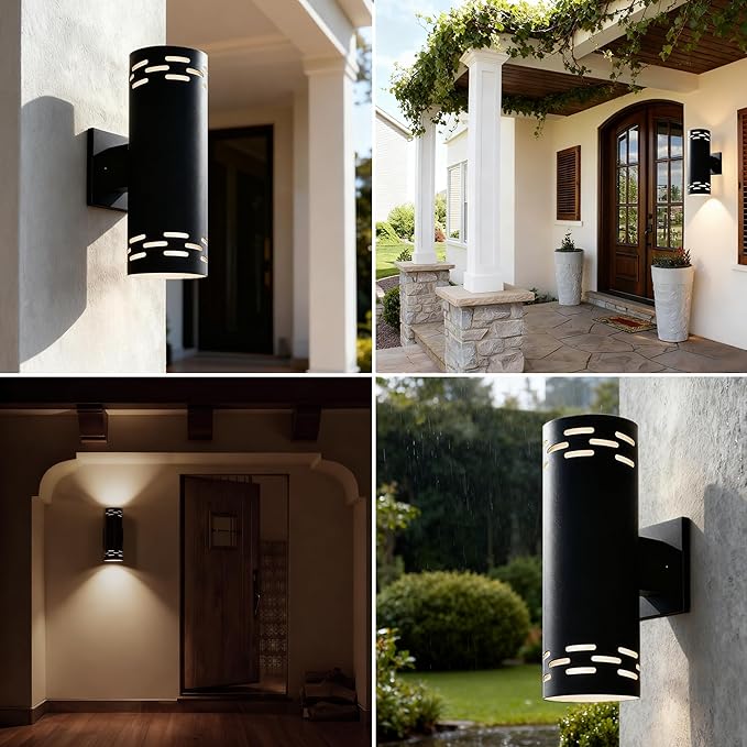 Modern Outdoor Wall Lights,Stainless Steel, 23W 3000K Integrated LED Cylinder Up Down Wall Sconce Porch Lighting IP65 Waterproof Patio Wall Light Fixture for House Porch Entryway