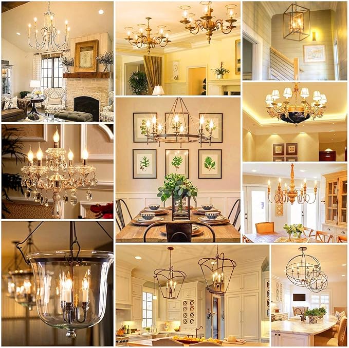 ANWIO Flame Tip LED Filament Bulb Candelabra E26 Base, Dimmable 4.5W (60W Equivalent) B11 Chandelier Candle Light Bulb，2700K Warm White 6-Pack