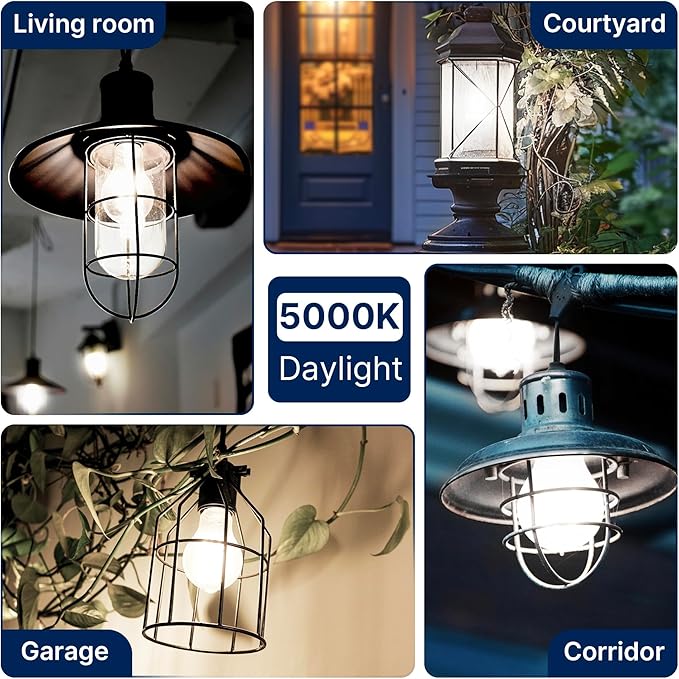 FLSNT 150W Equivalent LED Light Bulbs, 5000K Daylight Dimmable A23 LED Edison Bulbs, 2650Lumens, Efficient 18W, E27 Base, 8 Pack