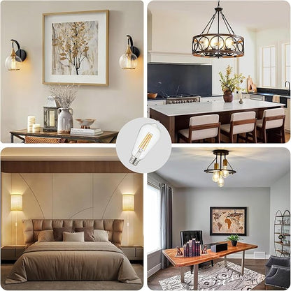 Depuley LED Light Bulbs E26: Edison LED Filament Bulbs 6W Equivalent 60W - Vintage Chandelier Lights Bulb 2700K Warm White - ST58 Clear Glass Bulb 360°Omnidirectional Lighting 800LM 90+CRI 24-Pack