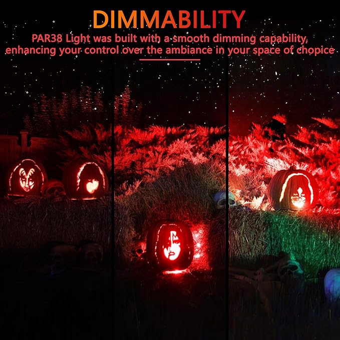 PAR38 Flood Lights Outdoor,Dimmable LED Flood Light Bulbs,20W(Equivalent to 200W),E26 Base,Outdoor Porch,Holiday Lighting,LED Flood Light Bulb for Halloween,Christmas,4 Pack Red