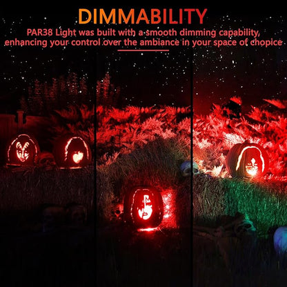 PAR38 Flood Lights Outdoor,Dimmable LED Flood Light Bulbs,20W(Equivalent to 200W),E26 Base,Outdoor Porch,Holiday Lighting,LED Flood Light Bulb for Halloween,Christmas,4 Pack Red