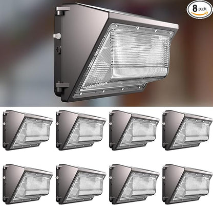 Lightdot 8Pack 150W LED Wall Pack Lights - 22500Lm(150Lm/W) Dusk-to-Dawn (100-277V) 5000K IP65 Outdoor Exterior Lighting Fixture for Warehouse/Parking Lots | 5-Yr Warranty, ETL(Height:10~20ft)