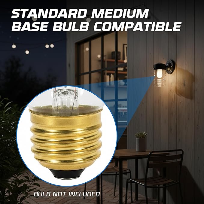 OHLECTRIC Outdoor Wall Sconce Wall Light (4-Pack) Jelly Jar Design, Vintage Clear Ribbed Glass, Dimmable & LED Compatible, Wet-Rated, Matte Black, Ideal for Porch, Patio, Garage, 5.75"x7.5"