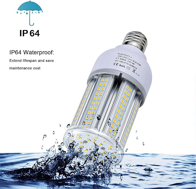 32W LED Light Bulb, E26 Base with E27 Adapter, 5000K 5000LM LED Light Bulb for Garage Warehouse Workshop Barn (32Watts)