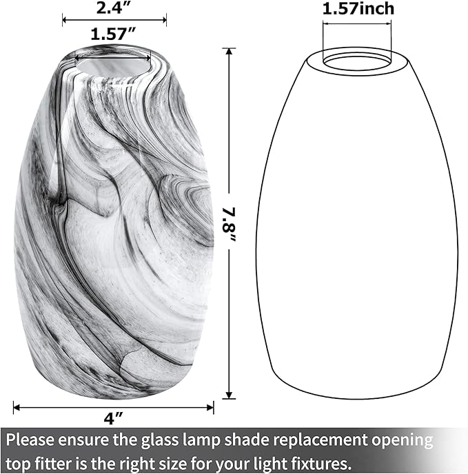 GO&SO 2 Pack Smoke-Gray Gradient Glass Pendant Light Shade,7.8"H Oval Glass Art Fixture, 1.57" Fitter, E26 Base, Hand-blown Marble Ceiling Light, Dining Room, Hallway & Track Pendant Lights