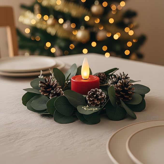 Rechargeable Flameless Candle with Remote Timer, 3D Moving Flame Real Wax Led Candles (Includes Remote Control, Charging Base, and USB Cable) (Red, 1.4in)