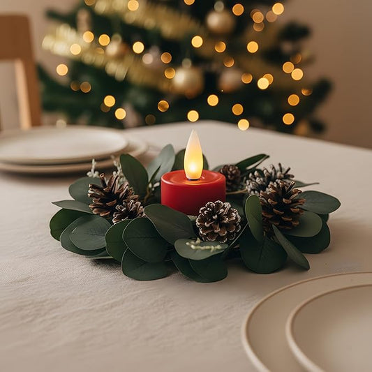Rechargeable Flameless Candle with Remote Timer, 3D Moving Flame Real Wax Led Candles (Includes Remote Control, Charging Base, and USB Cable) (Red, 1.4in)