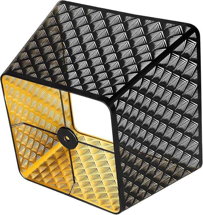 Medium Square Lamp Shades, ALUCSET Metal Lampshade with Pattern of Arrows for Table Lamp and Floor Light, 9 x 12 x 8.8 Inch, Spider (Black/Gold)