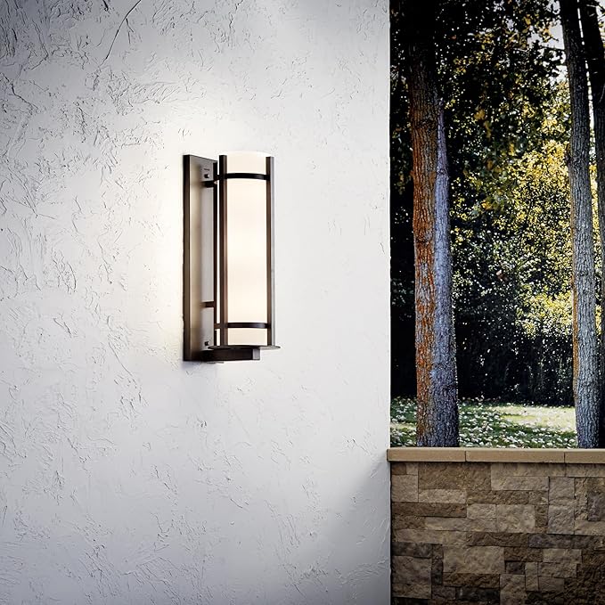 Kichler Camden 26" 3 Light Outdoor Wall Light with Opal Etched Glass in Anvil Iron