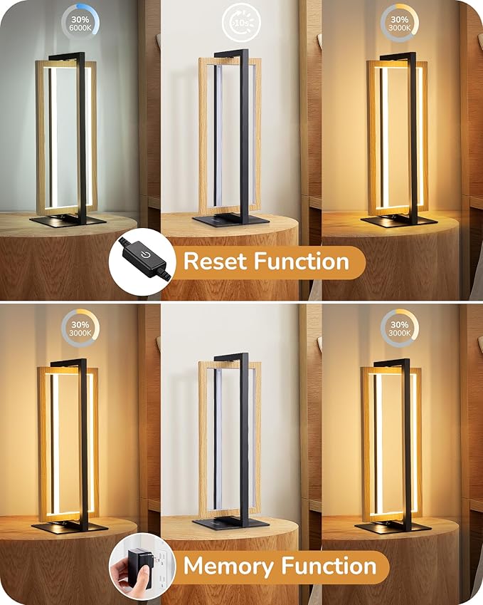 EDISHINE LED Table Lamp, Minimalist Bedside Lamp with 3 Color Temperature, MAX 850LM Stepless Dimmable, Switch Control Nightstand Lamp for Living Room Bedroom, Angle Adjustable