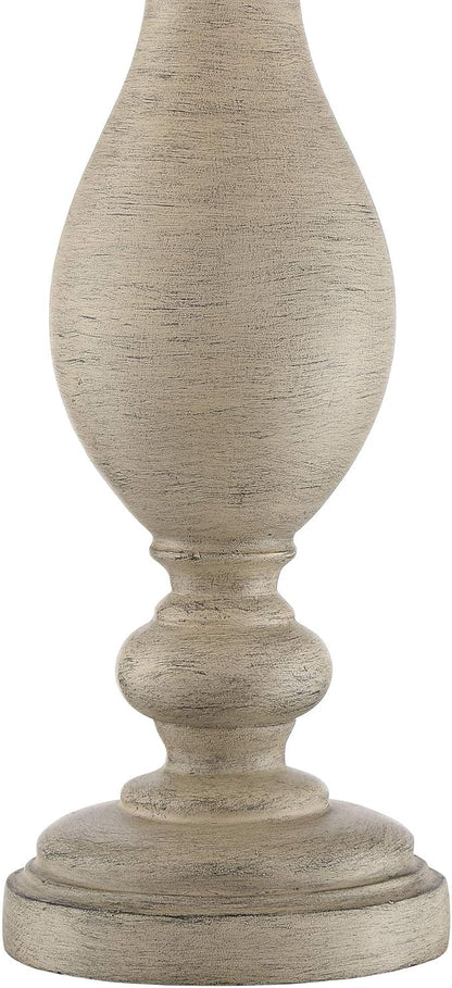 Regency Hill Serena Traditional Country Cottage Table Lamps 27.5" Tall Set of 2 Beige Gray Faux Wood Cream Burlap Fabric Drum Shade for Living Room Bedroom House Bedside Nightstand Home