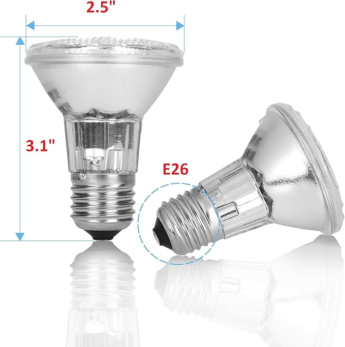 12Vmonster Pack of 15 PAR20/FL DIMMABLE PAR20 35 Watt Halogen Spot Light Bulb I NO Harmful Blue Light I Ceiling Recessed Kitchen Lamp Par20 120V 110V Lighting Replacement