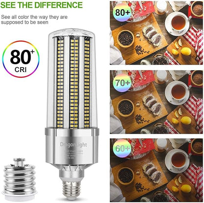 DragonLight 100W Commercial Grade Corn LED Light Bulb(700 Watt Equivalent) E26/E39 Large Mogul Base LED Lamp 3000K Warm White 12,000LM for High Bay Area Lighting
