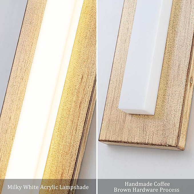 16.9" Modern Outdoor Wall Light 3000K Milky White Acrylic LED Outdoor Sconce Lights Wall Mount Hand-Rubbed Coffee Finish Exterior Lighting Fixtures for House Front Patio Porch Garage