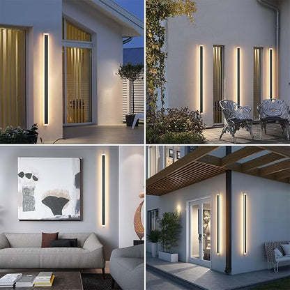 59in Long Outdoor LED Light IP65 Waterproof,Modern Exterior Wall Sconce Black 3000K for House Courtyard