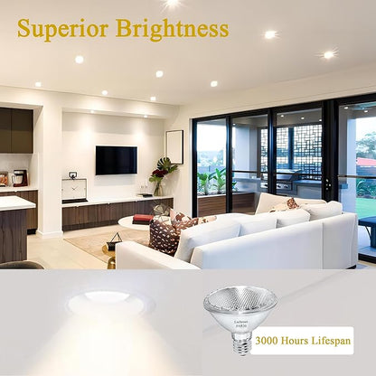Par30 Short Neck Halogen Flood Light Bulbs, 50W120V 2700K Warm White Dimmable High Brightness, E26 Base, Great for Accent Lighting, Tracking, Recessed Bulb, 6pcs