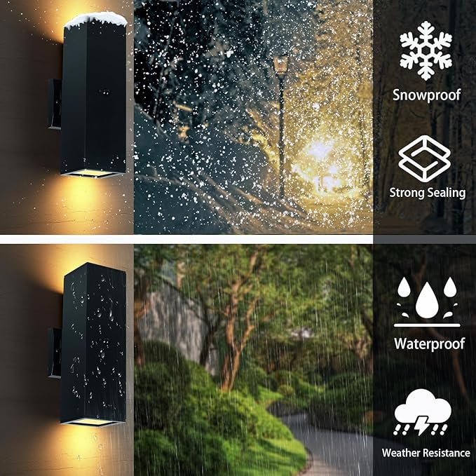 Motion Sensor Outdoor Wall Light with 3 Light Modes, Dusk to Dawn Modern Aluminum Sconce with E26 Bulbs, Waterproof Exterior Lighting for Porch, Garage, Patio, Entryway, ETL Listed