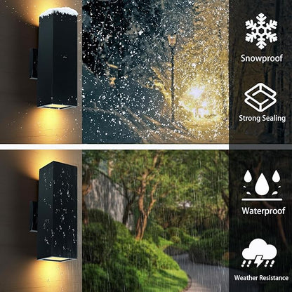 Motion Sensor Outdoor Wall Light with 3 Light Modes, Dusk to Dawn Modern Aluminum Sconce with E26 Bulbs, Waterproof Exterior Lighting for Porch, Garage, Patio, Entryway, ETL Listed