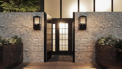 Quoizel Westover Modern Wall Sconce, 22.75 Inch Earth Black 2-Light Outdoor Light Fixture, Clear Beveled Glass Wall Lantern, 60 W, Industrial Design Wall Light for Porch, Patio, Gazebo or Yard