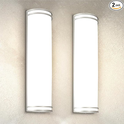 ASD 24 Inch LED Outdoor & Indoor Wall Mount Light Fixture - Brushed Nickel Modern Wall Sconce Lighting - 25W 120-277V 3000K 4000K 5000K Dimmable Exterior Lights - Front Door, Patio - ETL, 2 Pack
