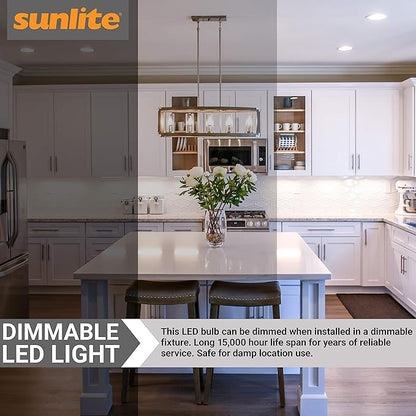 Sunlite LED Filament Chandelier Light Bulb with Flame Tip, UL Listed, 5 Watts (60W Equivalent), Candelabra Base (E12), Clear, Dimmable, 2700K Soft White, 12 Count