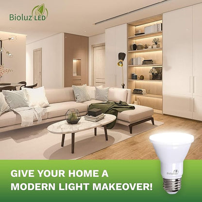 Bioluz LED 8 Pack Dimmable PAR20 5000K Daylight Floodlight Bulbs, 90+ CRI 5.5W = 50W-75W Incandescent LED Bulbs, E26 Base, UL Listed FCC RoHS and Title 20 Compliant