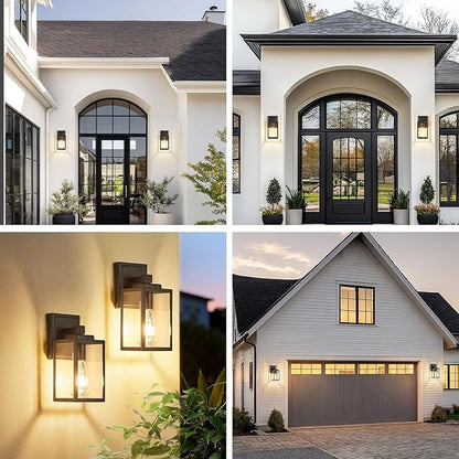 Refice 2-Pack Outdoor Wall Light Fixtures,Waterproof Outdoor Wall Lantern,Wall Mount Exterior Porch Lights, Anti-Rust Outside Lights for Patio, Garage, Doorway, Front Door, Black
