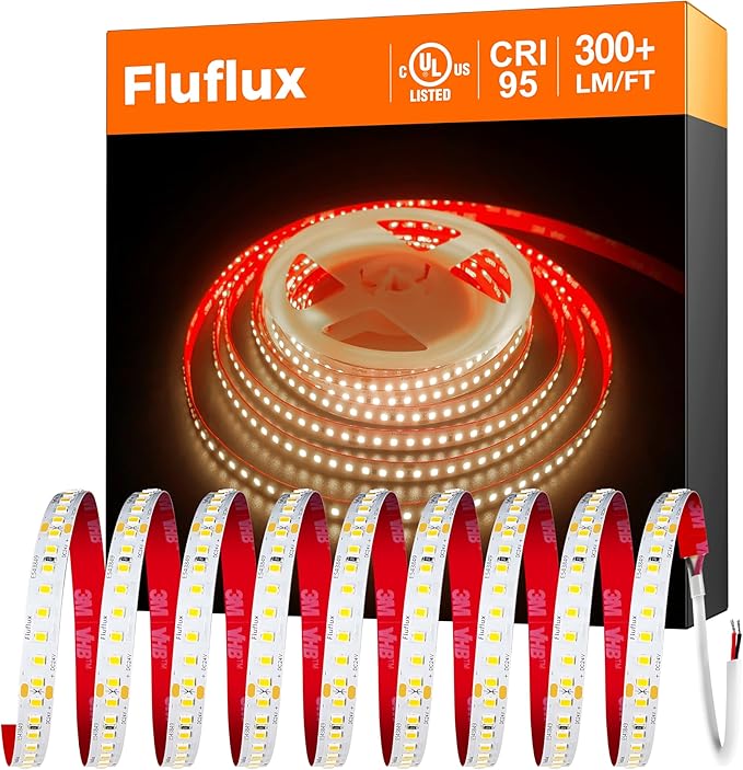 24V 2835 LED Strip Lights 3000K, 300+LM/FT, 32.8FT, UL Listed, CRI95, High Density 160LEDs/m Tape Light, Cuttable, Dimmable, VHB Equipped, for Pros, Displays, Highlightings (NO Power Supply)