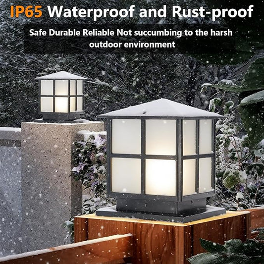 SLAWA Outdoor Post Lights Fixture, Modern Yard Entry Outdoor Column Lights with Aluminum Housing, Patio Pillar Lights Outdoor with Tempered Glass, IP65 Waterproof