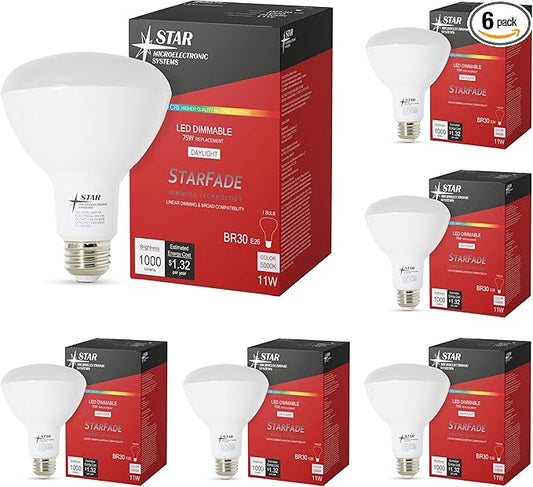 LED Light Bulb Dimmable Broad Compatibility 90 CRI 1000 Lumens 5000K 22,000Hrs BR30 (6 Pack)