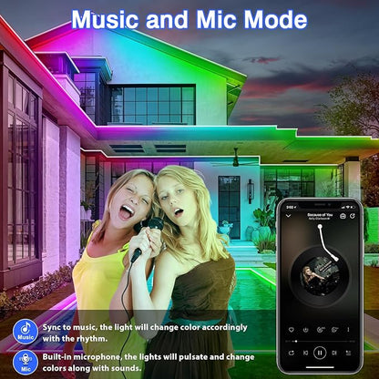 zoegi 500ft Outdoor LED Strip Lights Waterproof,Music Sync RGB IP68 Outside Led Light Strips Waterproof with App and Remote,Exterior Led Rope Lights for Deck,Balcony,Roof,Garden,Pool (500FT)