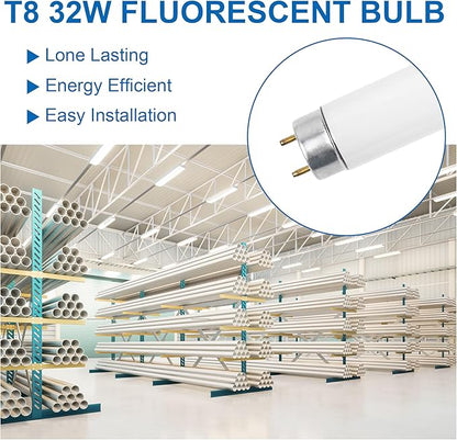 48 Inch F32T8/841 32W T8 Fluorescent Light Bulb, 4100K Cool White, 2800 Lumens, G13 Bi-Pin Base, 4FT T8 Fluorescent Tube Light Bulbs - 5 Pack