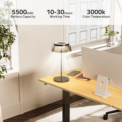 Table Lamp Set of 2 Rechargeable Cordless Desk Lamp 5500mAh Battery Operated Waterproof Portable USBC LED Nightstand Lamp 3 Color Dimmable Touch Night Light for Bedroom Restaurant Party Outdoor