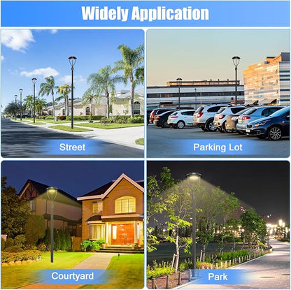 100W LED Post Top Light with Photocell, 100W 80W 60W Adjustable, 14000LM Adjustable CCT 3000K 4000K 5000K Outdoor Pole Lights, IP65 Waterproof LED Post Light Fixture Area Light ETL DLC Listed