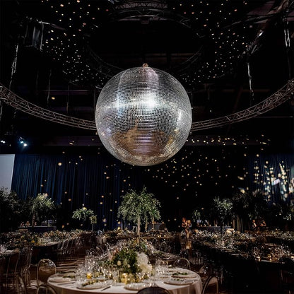 Yescom 24" Large Disco Ball Mirror Big Hanging Glass Decoration for 70s 80s Party Events Wedding DJ Dance Club Bar Stage Lighting Business Holiday Home Decor Silver
