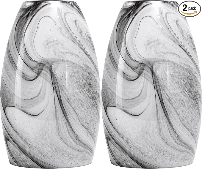 GO&SO 2 Pack Smoke-Gray Gradient Glass Pendant Light Shade,7.8"H Oval Glass Art Fixture, 1.57" Fitter, E26 Base, Hand-blown Marble Ceiling Light, Dining Room, Hallway & Track Pendant Lights