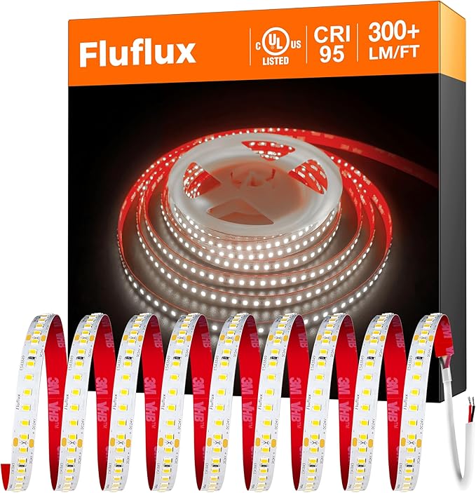 24V 2835 LED Strip Lights 4000K, 300+LM/FT, 16.4FT, UL Listed, CRI95, High Density 160LEDs/m Tape Light, Cuttable, Dimmable, VHB Equipped, for Pros, Accent, Task Lightings (NO Power Supply)