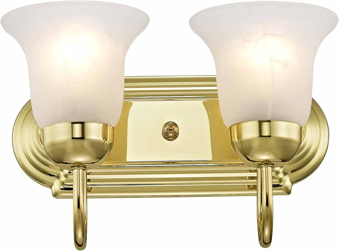 Livex Lighting 1072-02 Riviera 2-Light Bath Light, Polished Brass, 14 x 8 x 8