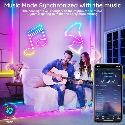 FBZ 100Ft Led Rope Lights, Flexible Neon Lights Control with App/Remote, Multiple Modes, IP65 Outdoor RGB Waterproof, Music Sync Gaming Light Strip for Bedroom Decor
