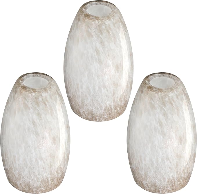3 Pack 4.65 Inch Handblow Art Off White Glass Lamp Shade Pendant Ceiling Chandelier Wall Sconce Light Replacement Oval Glass Shade Fixture