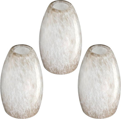 3 Pack 4.65 Inch Handblow Art Off White Glass Lamp Shade Pendant Ceiling Chandelier Wall Sconce Light Replacement Oval Glass Shade Fixture