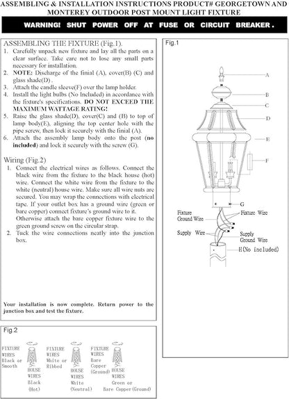 Livex Lighting 2254-01 Monterey 2 Light Outdoor Antique Brass Finish Solid Brass Post Head with Clear Beveled Glass