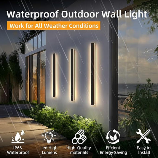 Modern Outdoor Wall Lights, 31.5Inch Black LED 3000K IP65 Waterproof Outdoor Linear Wall Sconces Exterior Lighting Fixture Porch Wall Light for House, Front Door, Garage