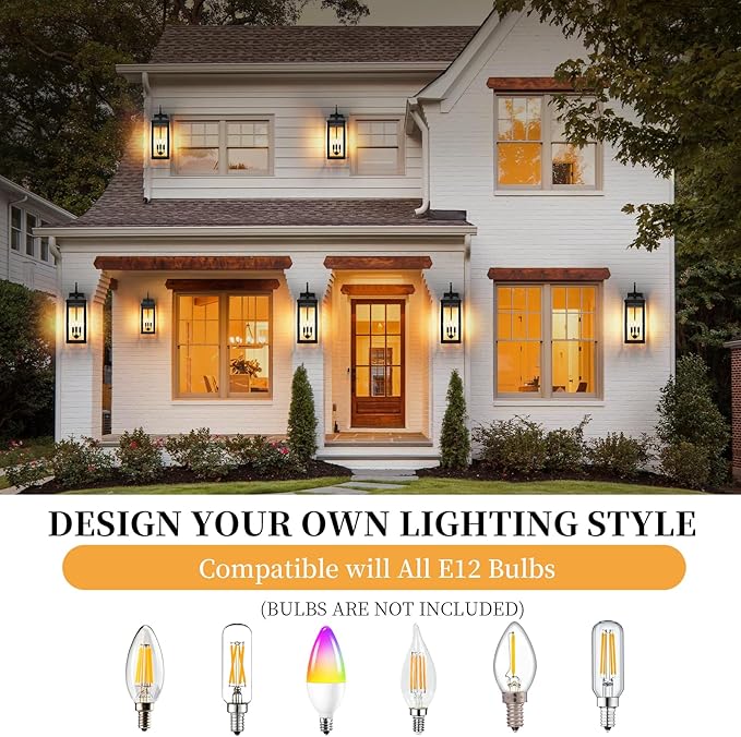 24Inch Extra Large Outdoor Wall Light 3-Light, Waterproof Black Exterior Lighting Fixtures Outdoor Porch Lighting Wall Mount, Modern Exterior Wall Sconce Outside Coach Light for Garage House, 1Pack