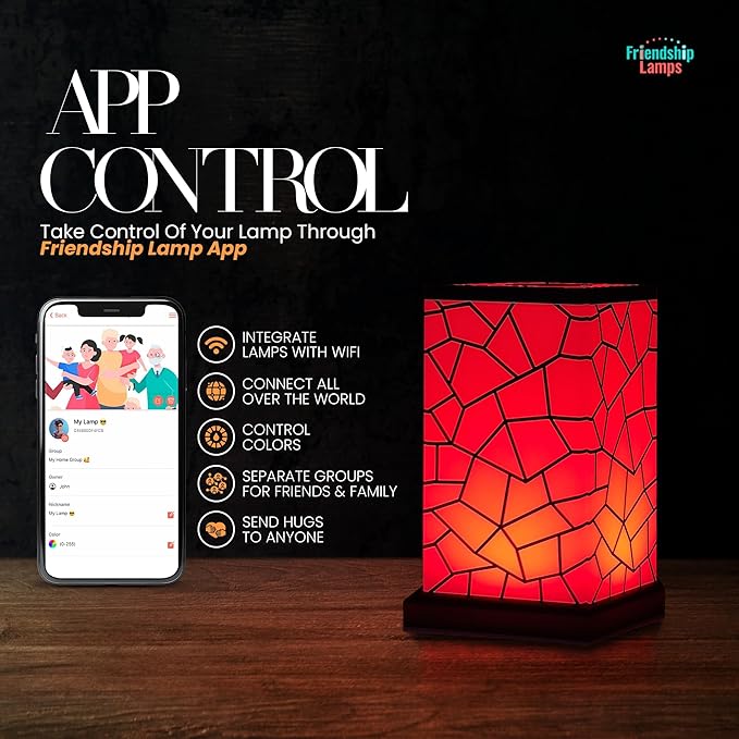 Friendship Lamp® by Filimin Classic - Best Friend Lamps Wi-Fi Touch Lamp LED Light for Long-Distance, Connection, Relationship, Friendship, Gifts, Love, 200+ Colors, App Setup - Single