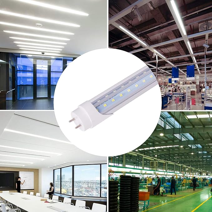 5FT T8 LED Tube Light Bulb 48W 6000K Cool White G13 Bi-Pin Dual Row LEDs T8 T10 T12 Fluorescent Replacement Ballast Bypass,Double Ended Power 5 Foot Shop Lights (15 Pack)