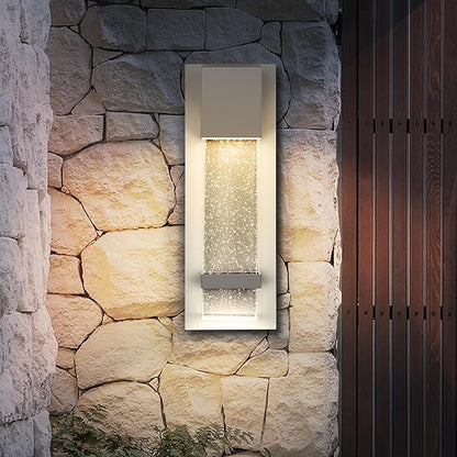ASD LED 13" Bubble Glass Wall Light Fixture, Outdoor & Indoor Seeded Sconce | 3CCT, Waterproof, Dimmable, ETL Listed | 12W 500LM 3000-5000K 120V | Exterior Lantern, Porch Lighting | White
