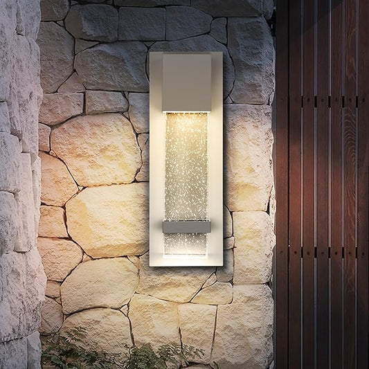 ASD LED 13" Bubble Glass Wall Light Fixture, Outdoor & Indoor Seeded Sconce | 3CCT, Waterproof, Dimmable, ETL Listed | 12W 500LM 3000-5000K 120V | Exterior Lantern, Porch Lighting | White